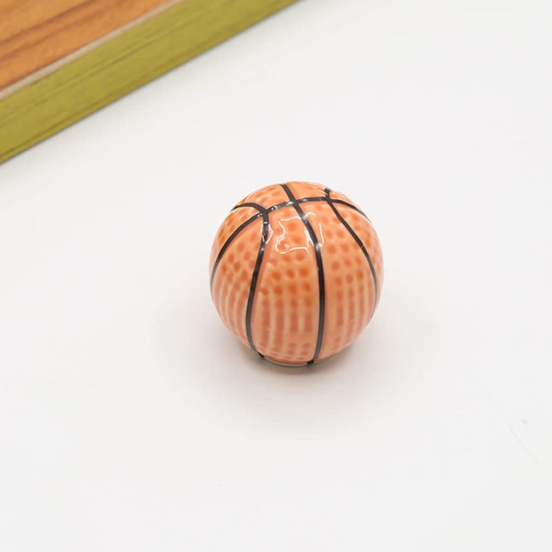 ESreake Heavy Ceramic Basketball knobs Ball Knobs, 4 Pcs Ball Sports Party Theme Children and Baby Home Decor Drawer Knob Pulls Handles for Dresser Cupboard Wardrobe Cabinet Kitchen (4, Basketball-o) - Image 3